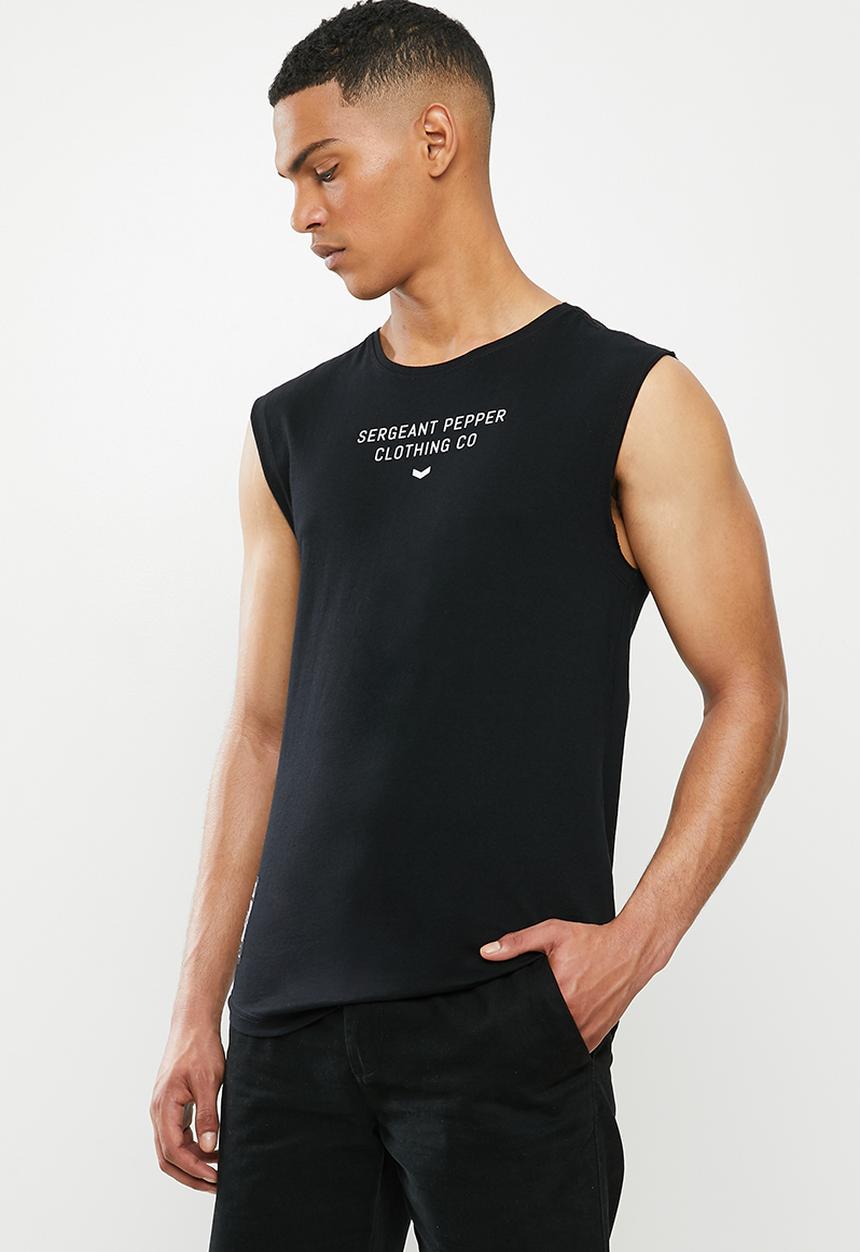 S.P.C.C - Brewer fashion scooped hem sleeveless T-shirt - black