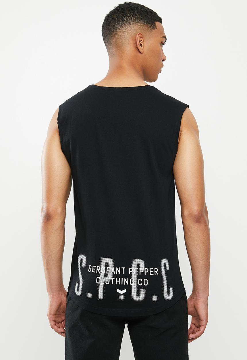 S.P.C.C - Brewer fashion scooped hem sleeveless T-shirt - black