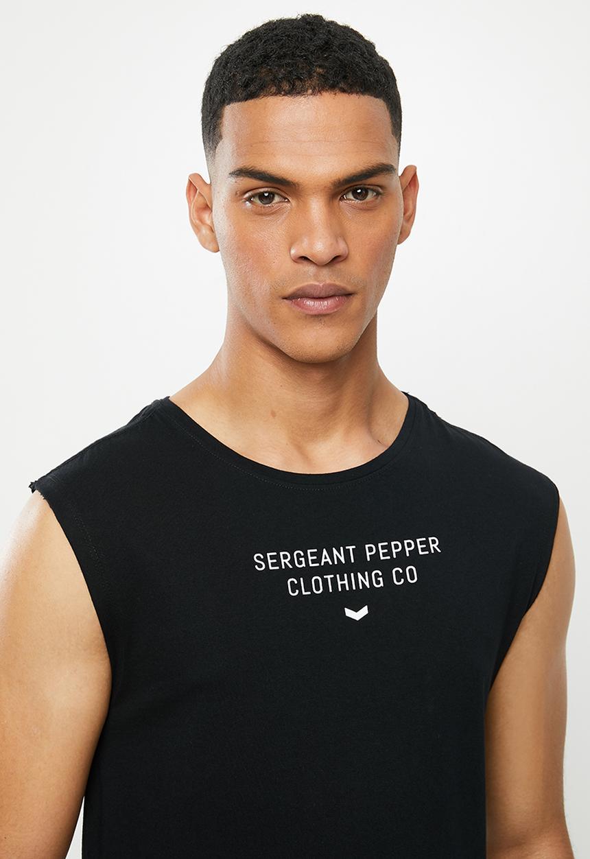 S.P.C.C - Brewer fashion scooped hem sleeveless T-shirt - black