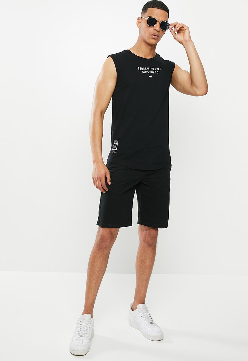 S.P.C.C - Brewer fashion scooped hem sleeveless T-shirt - black