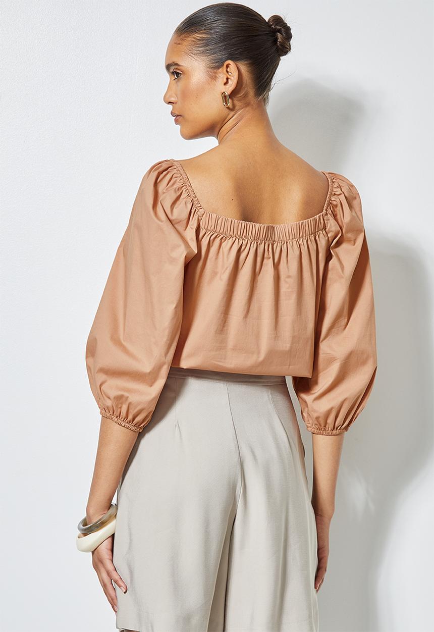 Superbalist - Poplin squareneck shell - cinnamon