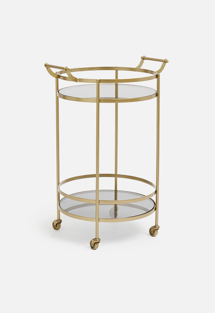 SF Collection - Round smokey drinks trolley - gold