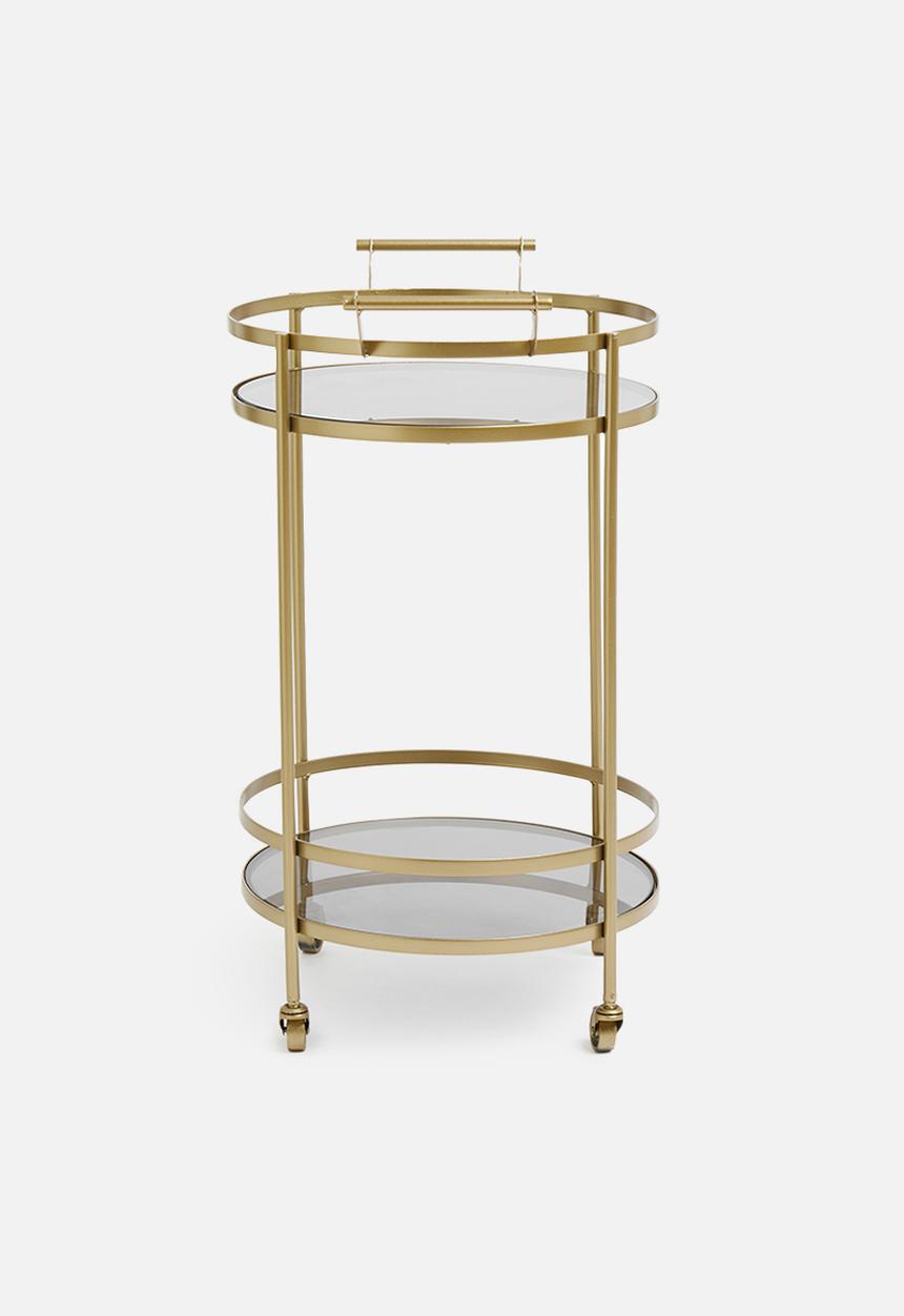 SF Collection - Round smokey drinks trolley - gold