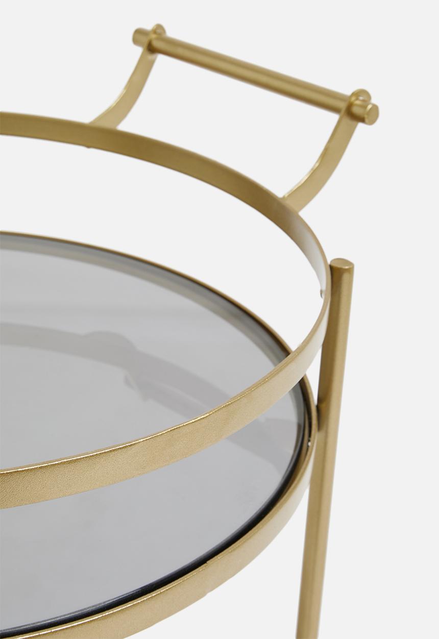 SF Collection - Round smokey drinks trolley - gold