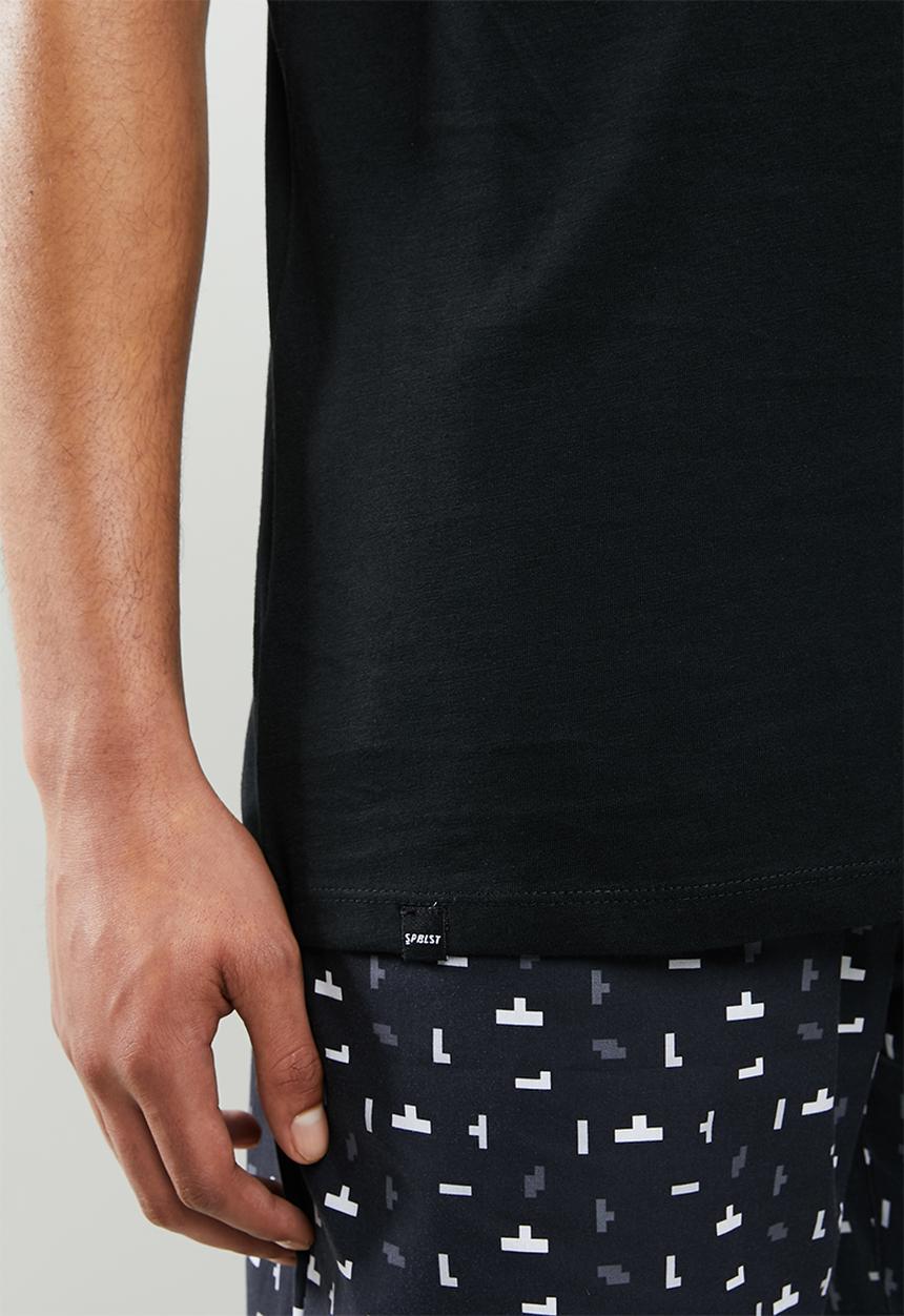 Superbalist - Scoop neck tee & woven shorts sleep set - black & navy