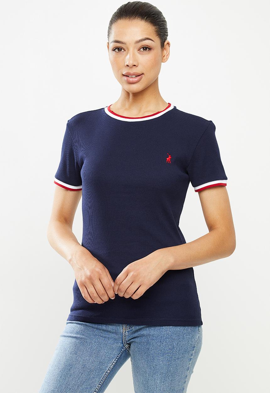 POLO - Jasmine short sleeve ribbed stretch tee - navy