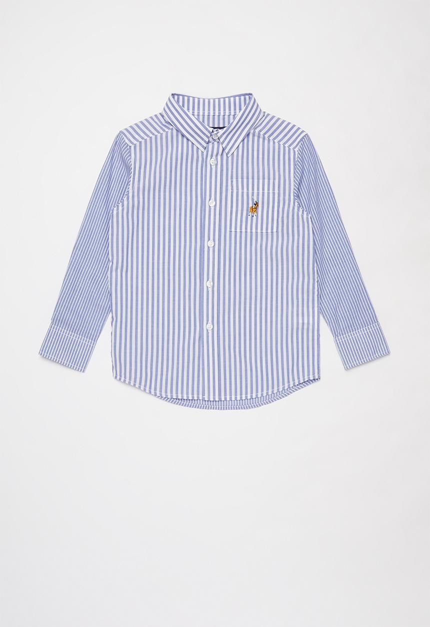 POLO - Boys andrew pattern blocked striped shirt - blue