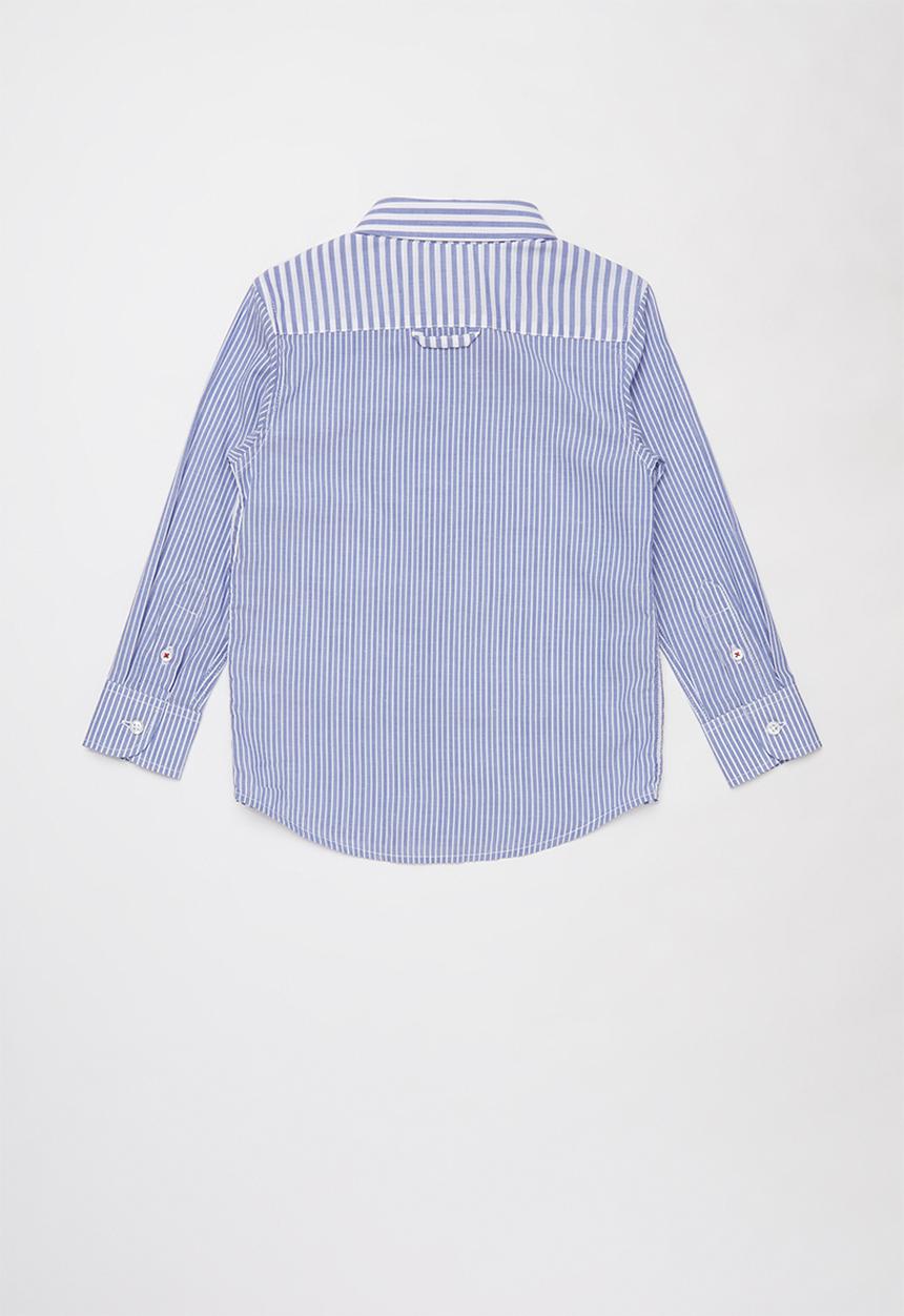 POLO - Boys andrew pattern blocked striped shirt - blue