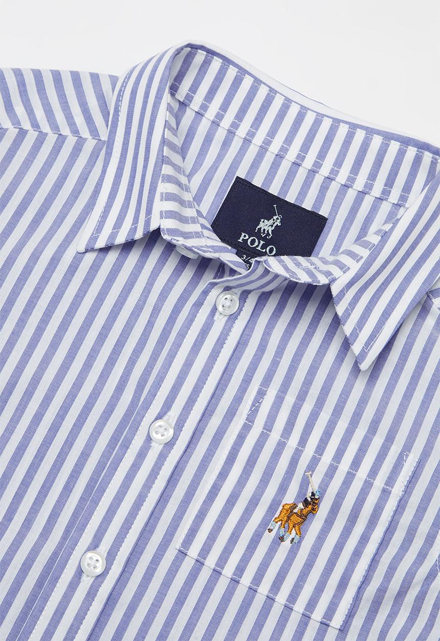 POLO - Boys andrew pattern blocked striped shirt - blue