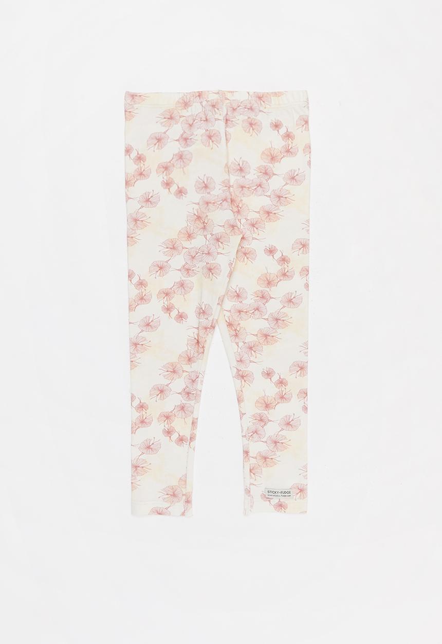 Sticky Fudge - Autumn bloom leggings - cream & pink 