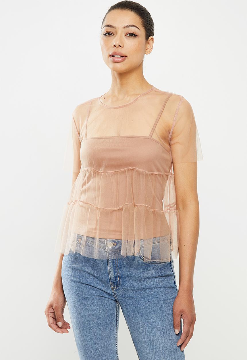 MILLA - Tulle tiered top - blush