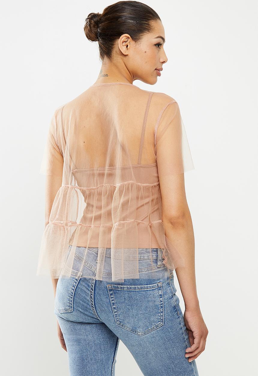 MILLA - Tulle tiered top - blush