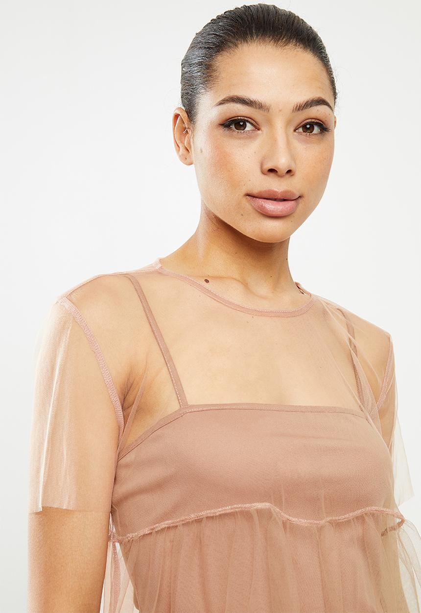 MILLA - Tulle tiered top - blush