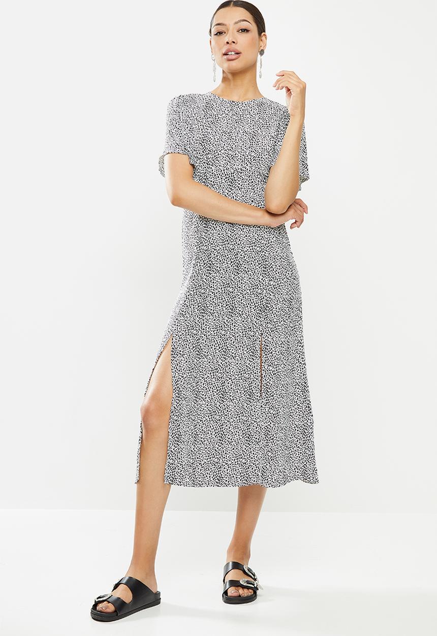 Missguided - Frill sleeve midi dress - black & white