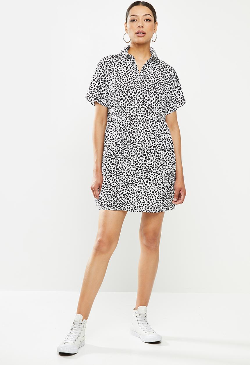 Missguided - Shirt smock dress dalmatian - black & white
