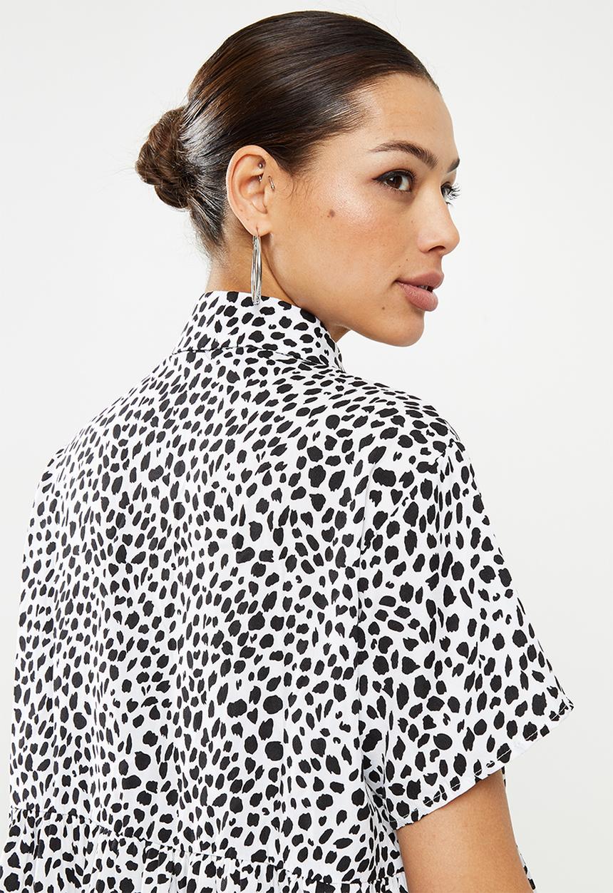 Missguided - Shirt smock dress dalmatian - black & white