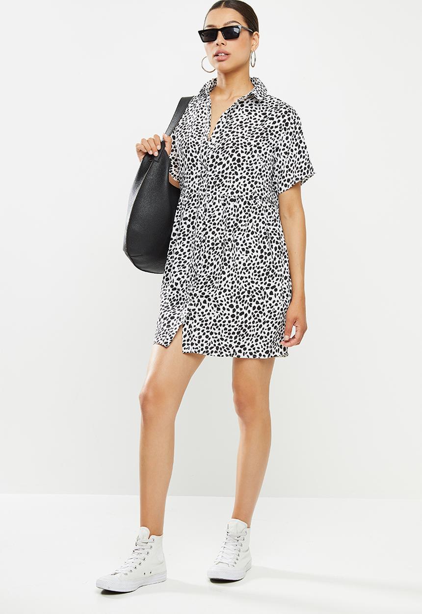 Missguided - Shirt smock dress dalmatian - black & white