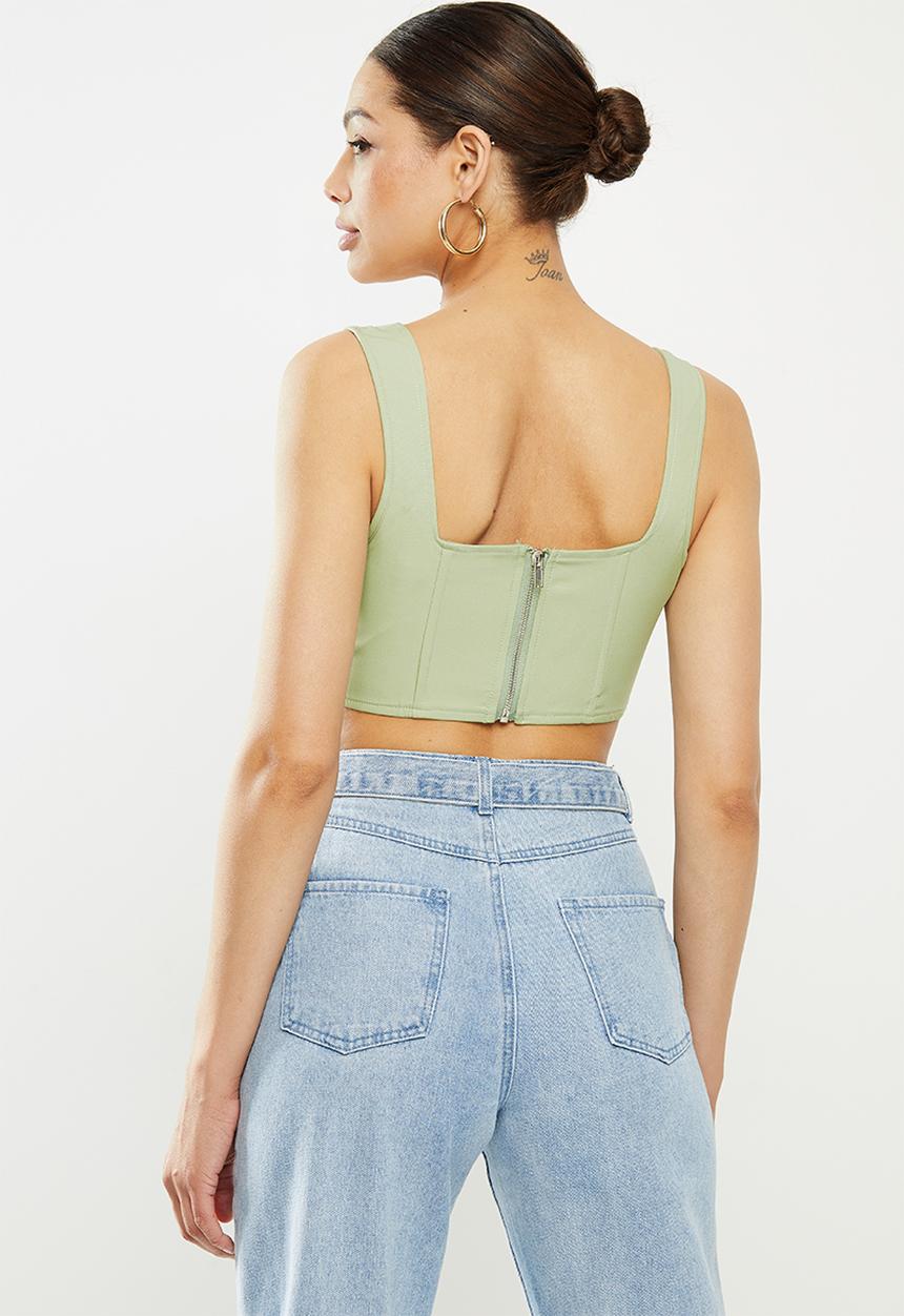 Missguided - Corset crop top - green