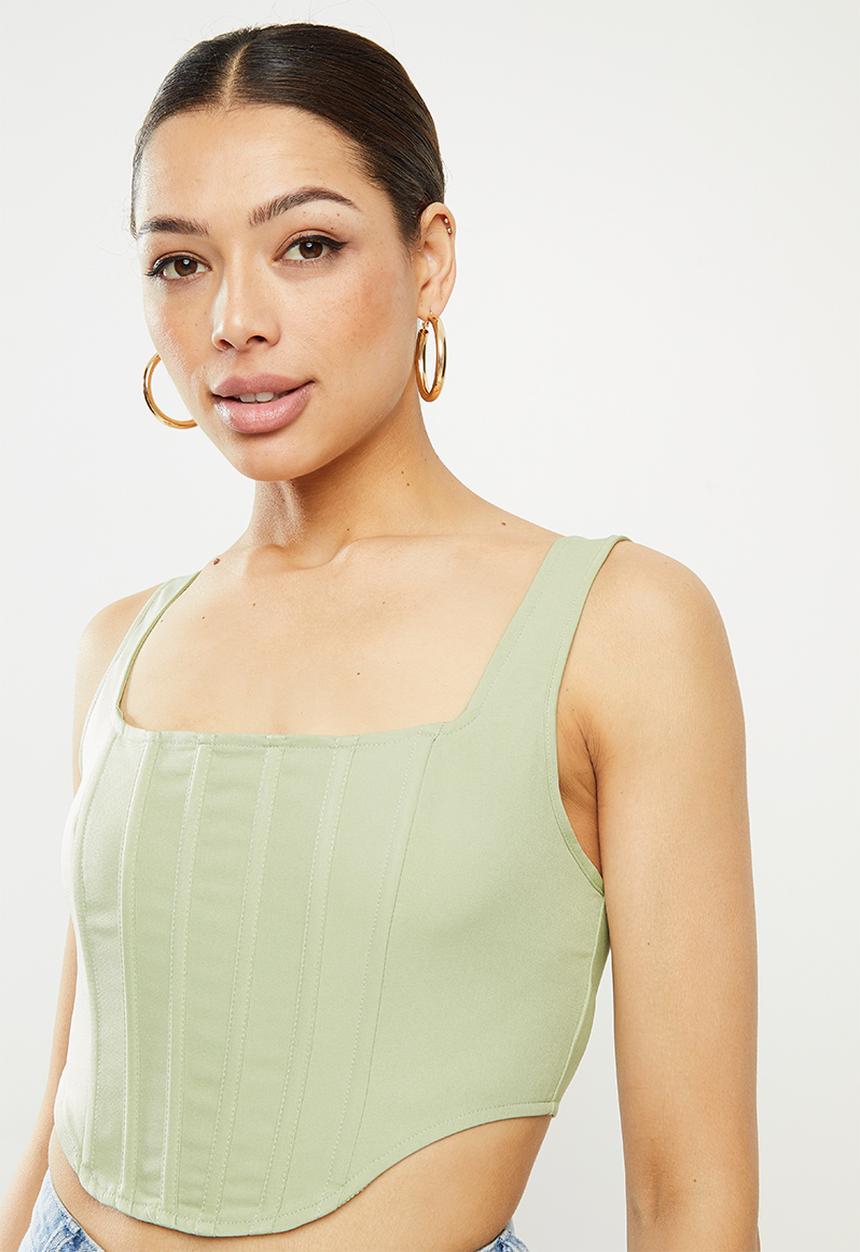 Missguided - Corset crop top - green