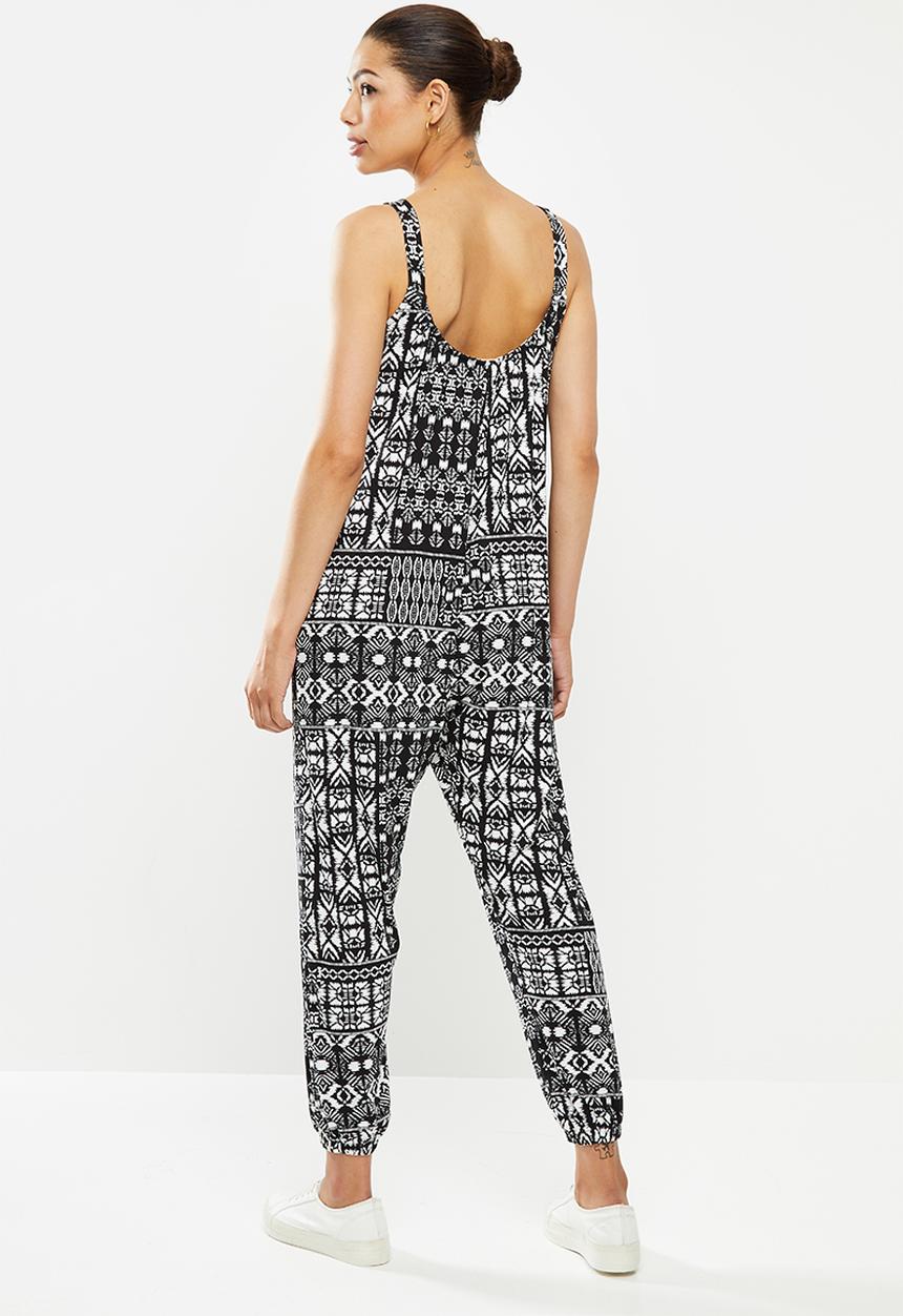 edit - Oversized knit jumpsuit - black aztec