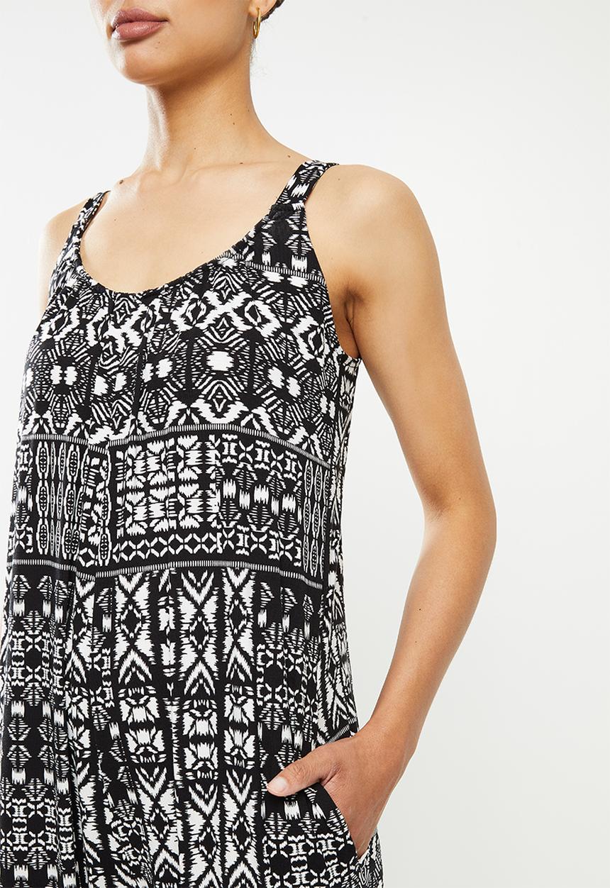 edit - Oversized knit jumpsuit - black aztec