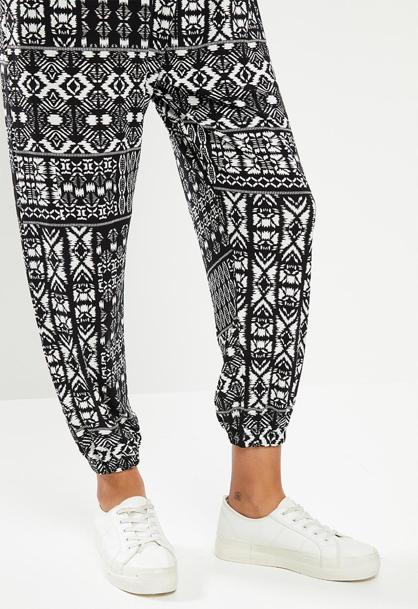 edit - Oversized knit jumpsuit - black aztec