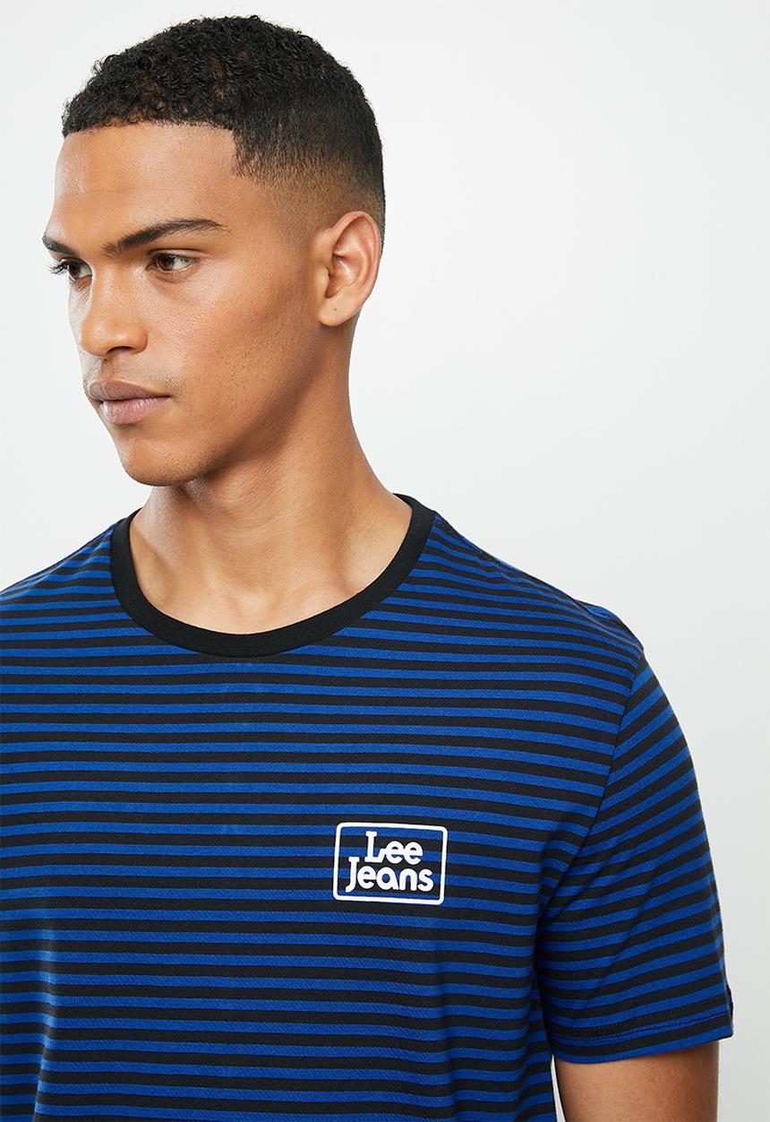 Lee  - Graphic box stripe tee - royal/black