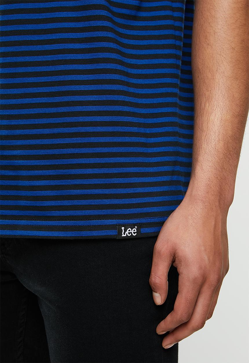 Lee  - Graphic box stripe tee - royal/black