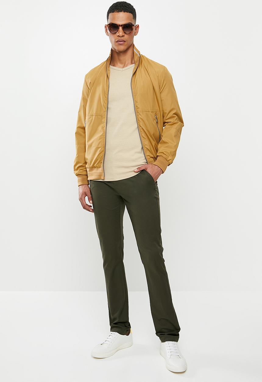 Jonathan D - Stretch cotton trouser with side entry pockets - dark olive