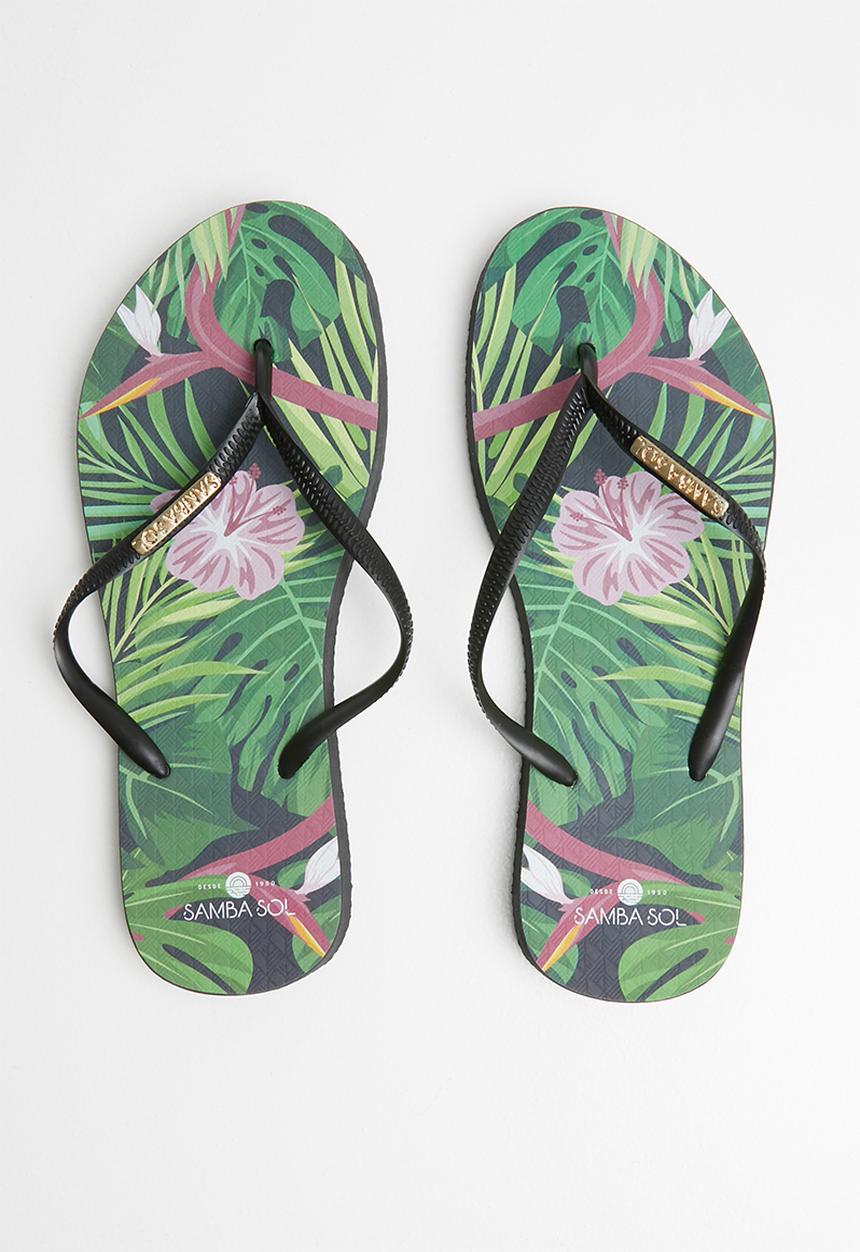 Samba Sol - Tropical flip flop - black