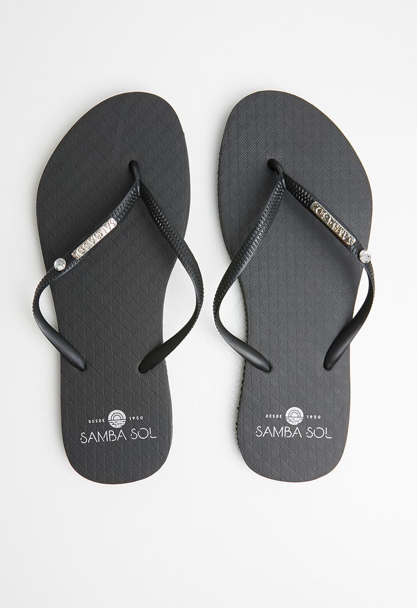 Samba Sol - Black crystal flip flop - black