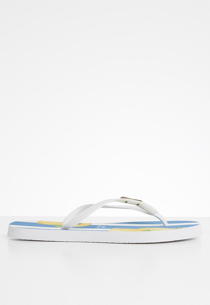 Samba Sol - Capri lemon flip flop - white & blue 