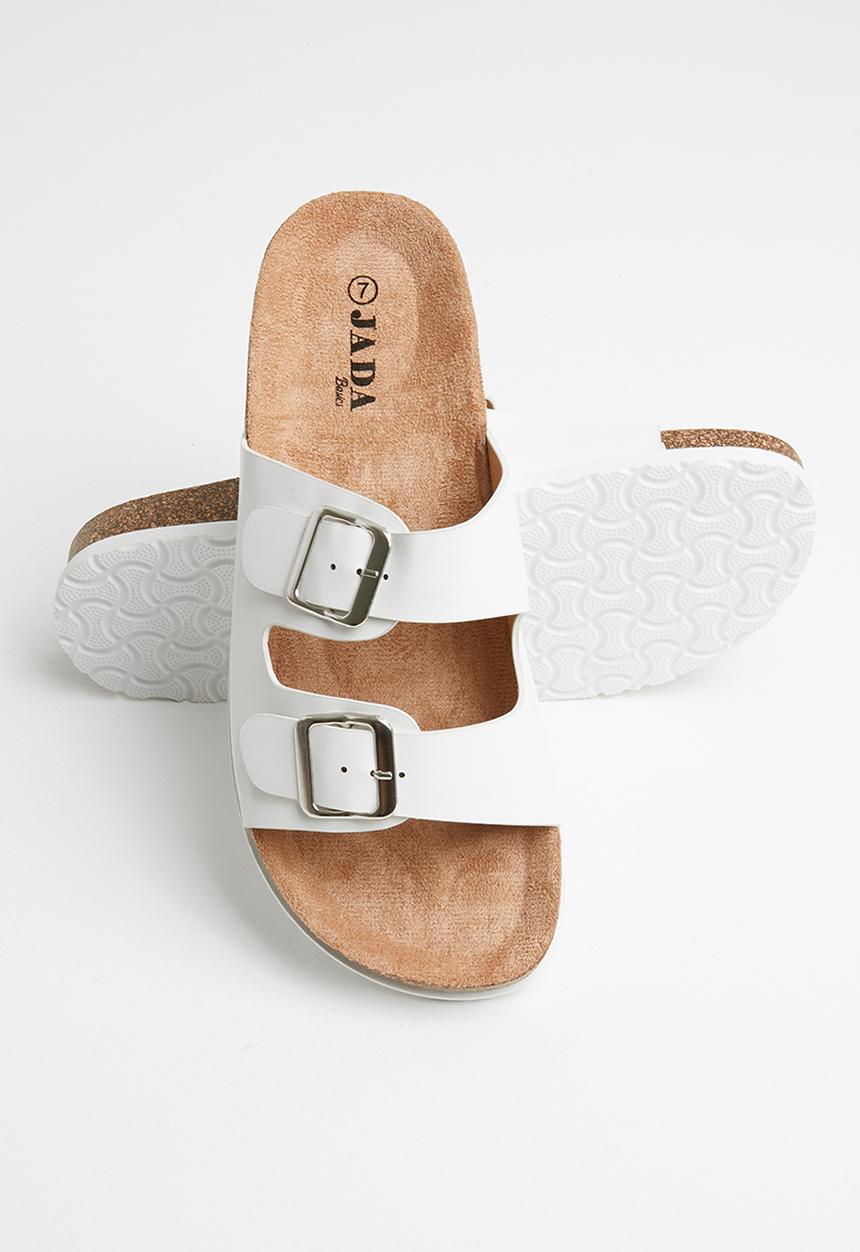 Jada - Double buckle strap slide - white