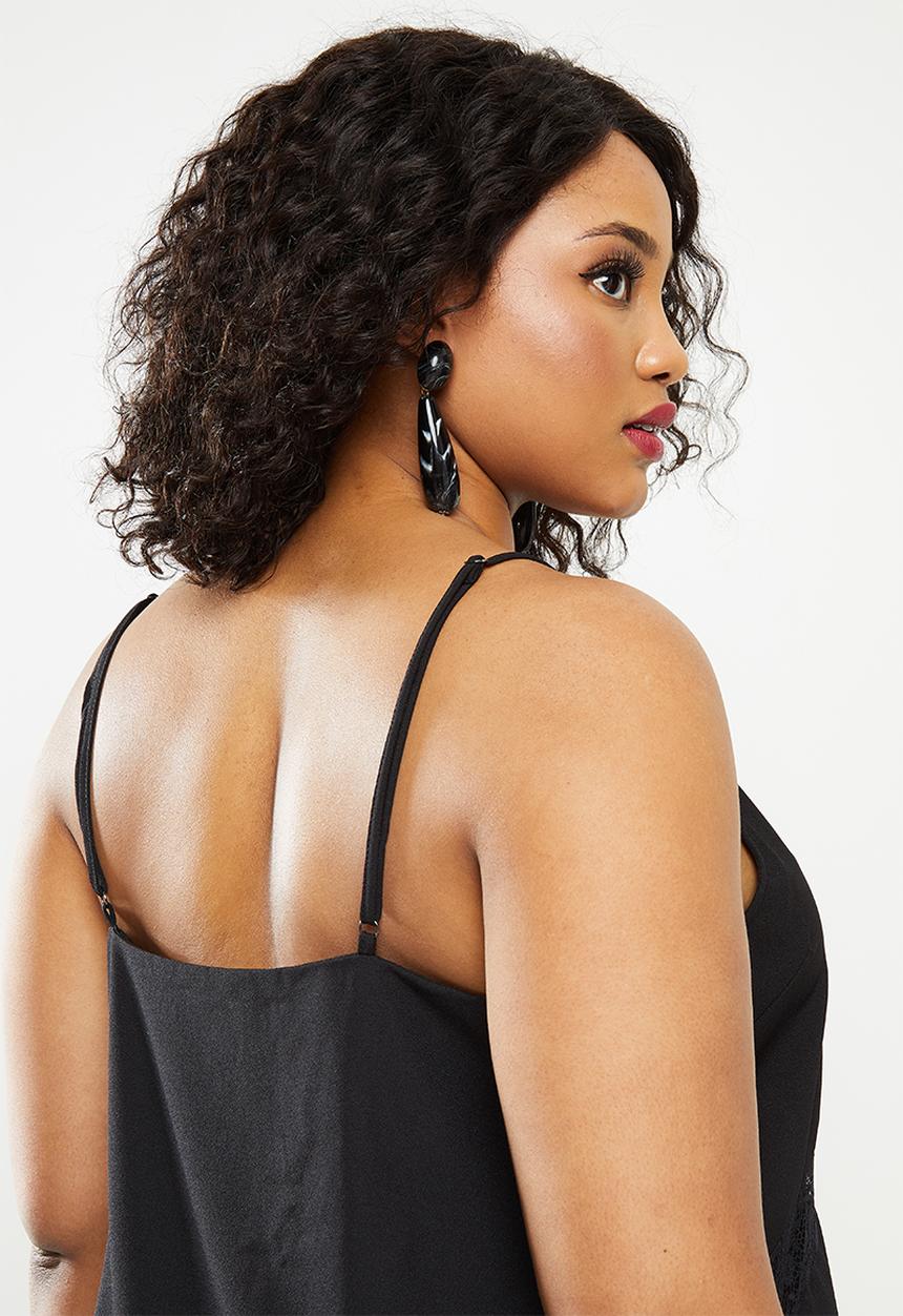 Missguided - Plus size lace insert cami dress - black