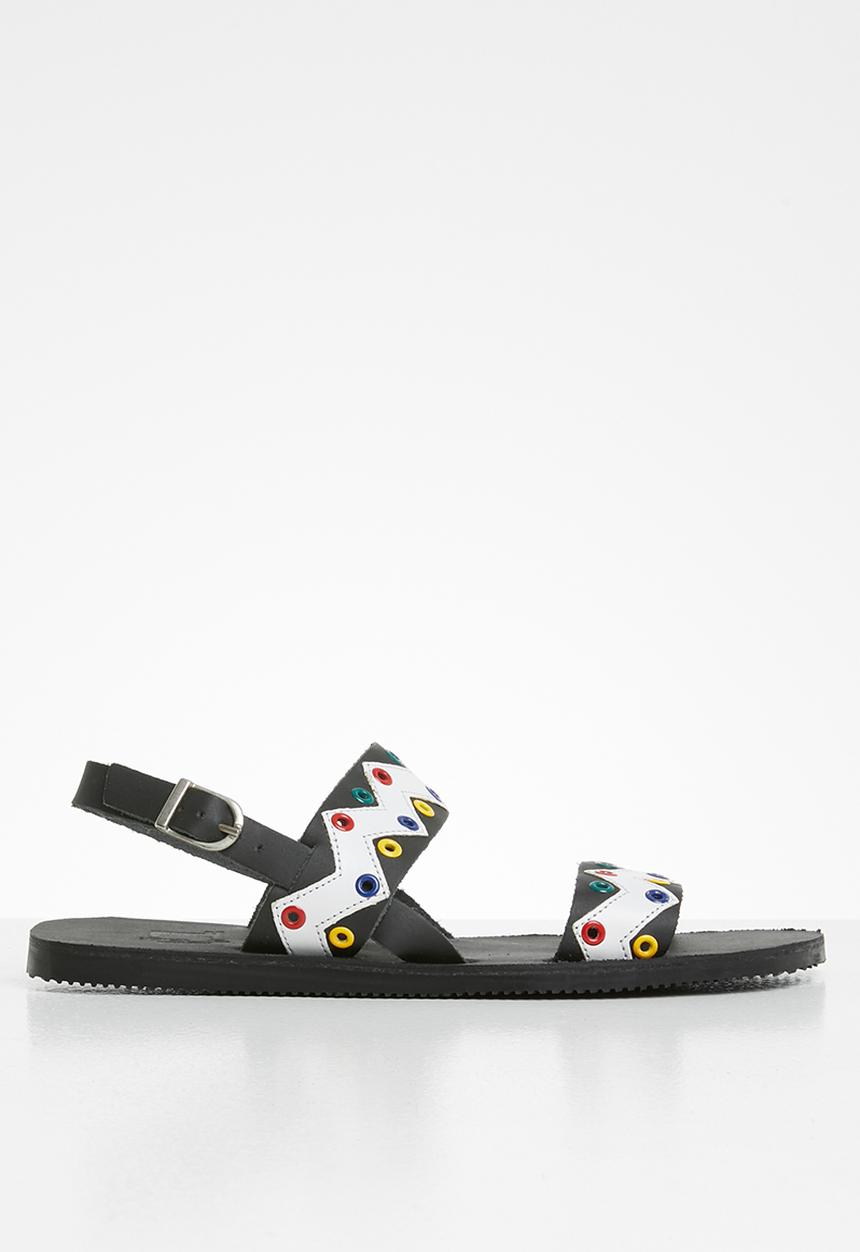 iFELE - Nandi leather sandal - black & white