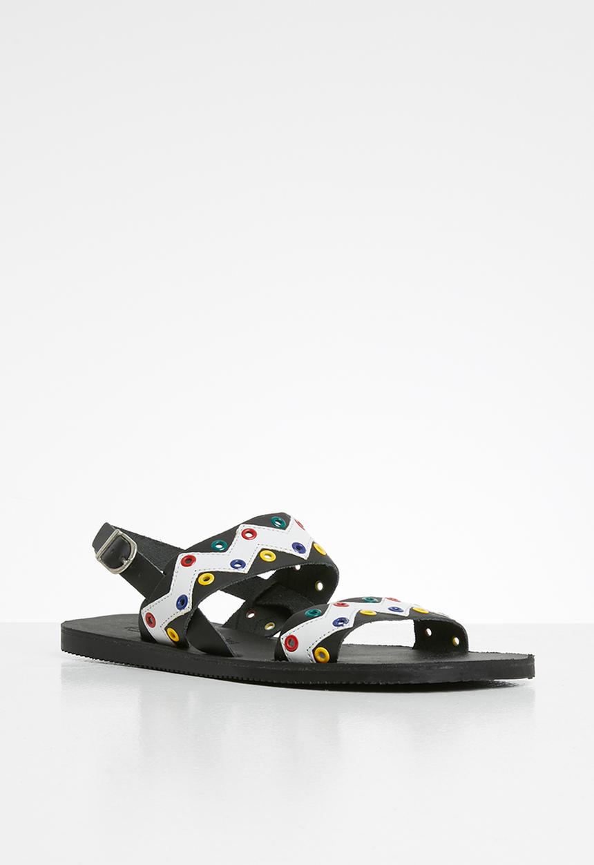 iFELE - Nandi leather sandal - black & white