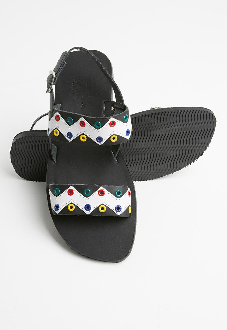 iFELE - Nandi leather sandal - black & white