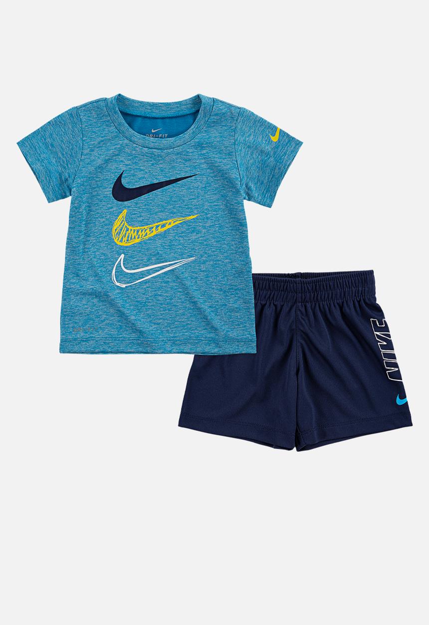 Nike - Nike boys df dropsets tee & short set - navy & blue 