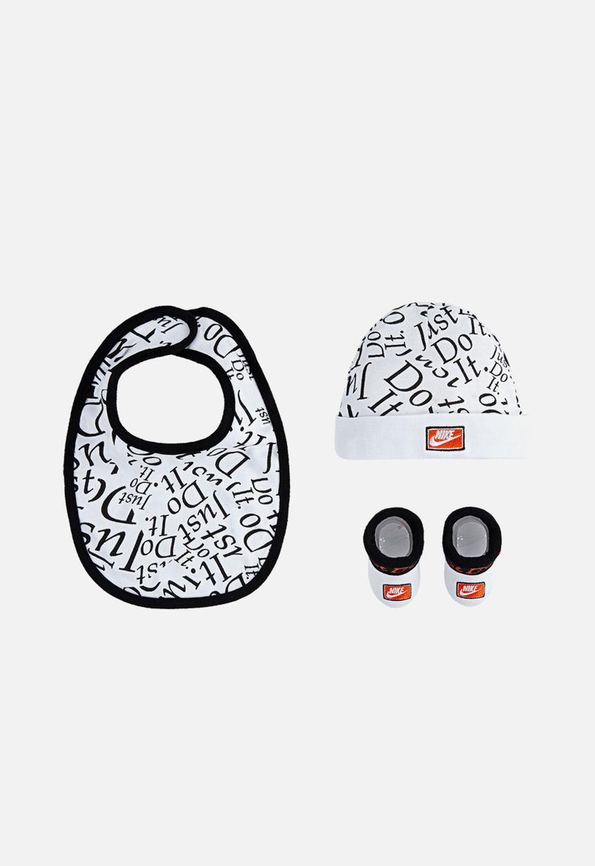 Nike - Jdi hat/bib/bootie 3 piece set - white & black 