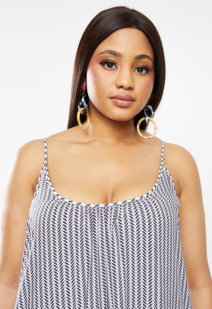 Me&B - Plus print mixing maxi sundress with back bow detail - multi 
