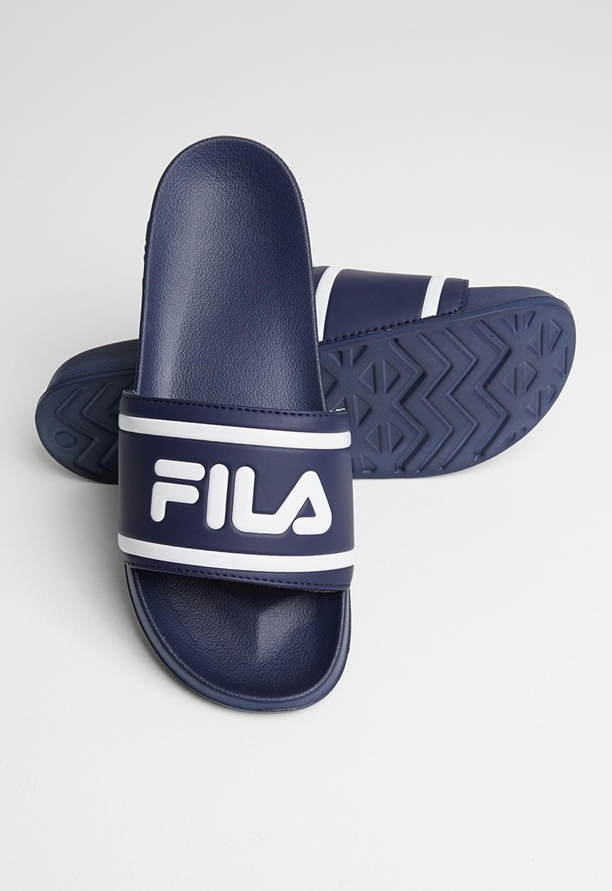 FILA - Deckle stripe slides - navy blue
