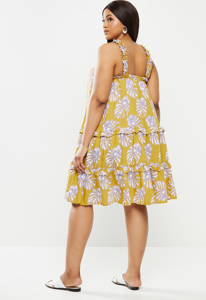 Me&B - Plus palm print tiered sundress - multi 
