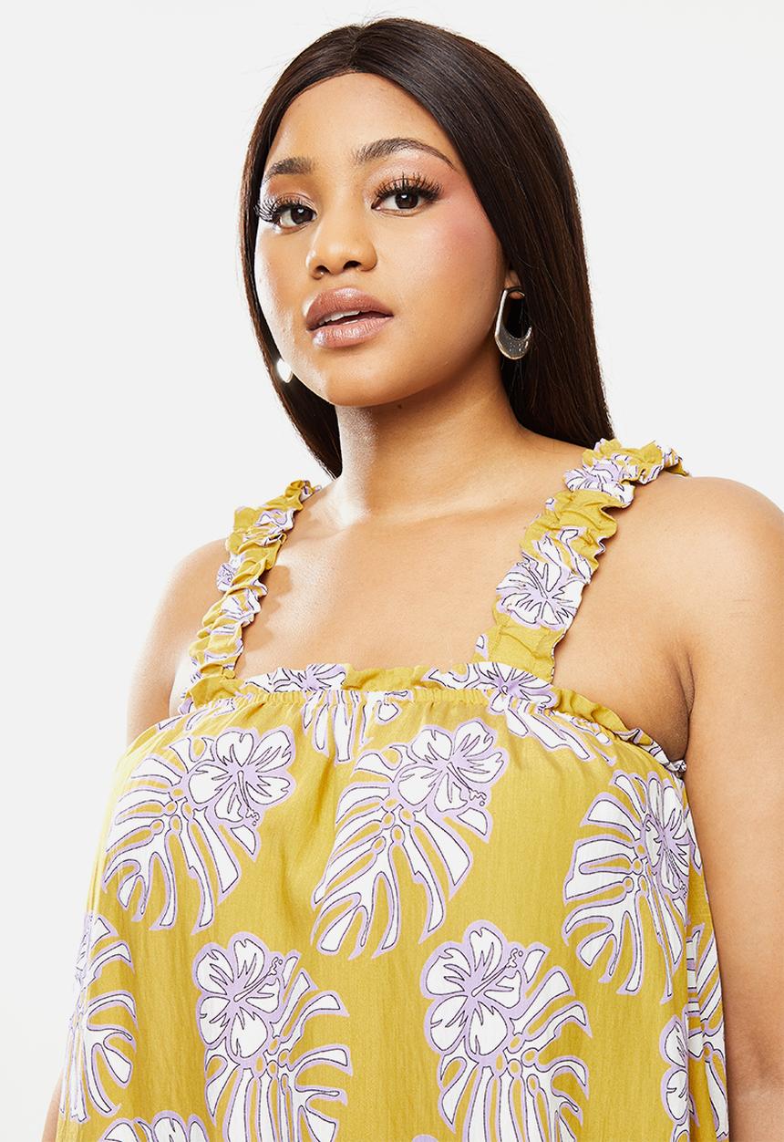 Me&B - Plus palm print tiered sundress - multi 