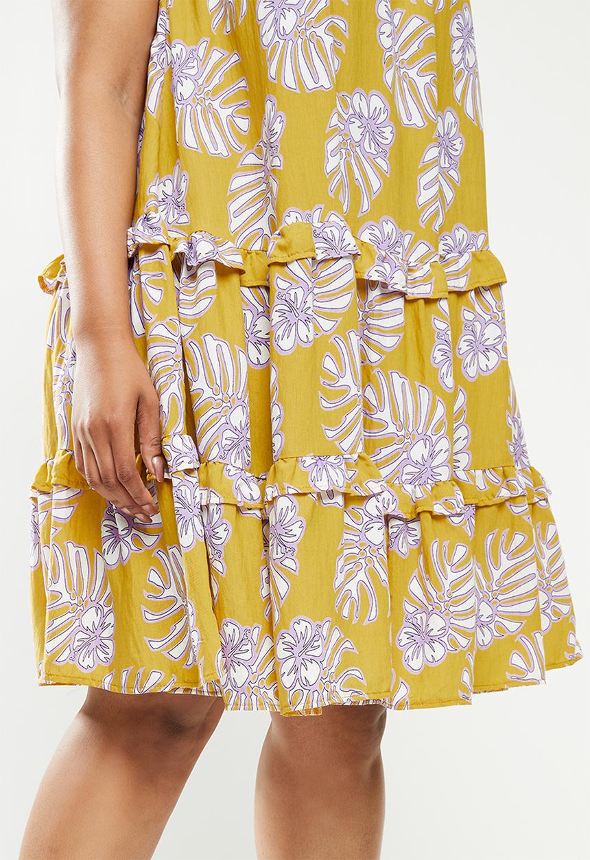 Me&B - Plus palm print tiered sundress - multi 