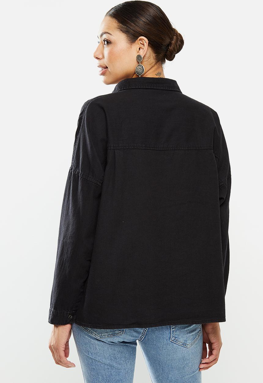 Cotton On - Oversize drop shoulder shirt - washed black