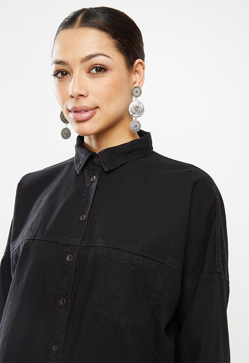 Cotton On - Oversize drop shoulder shirt - washed black