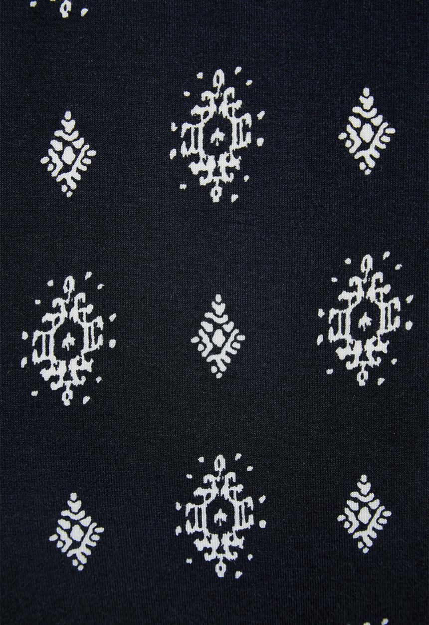 edit - Printed viscose knit harem pant - navy