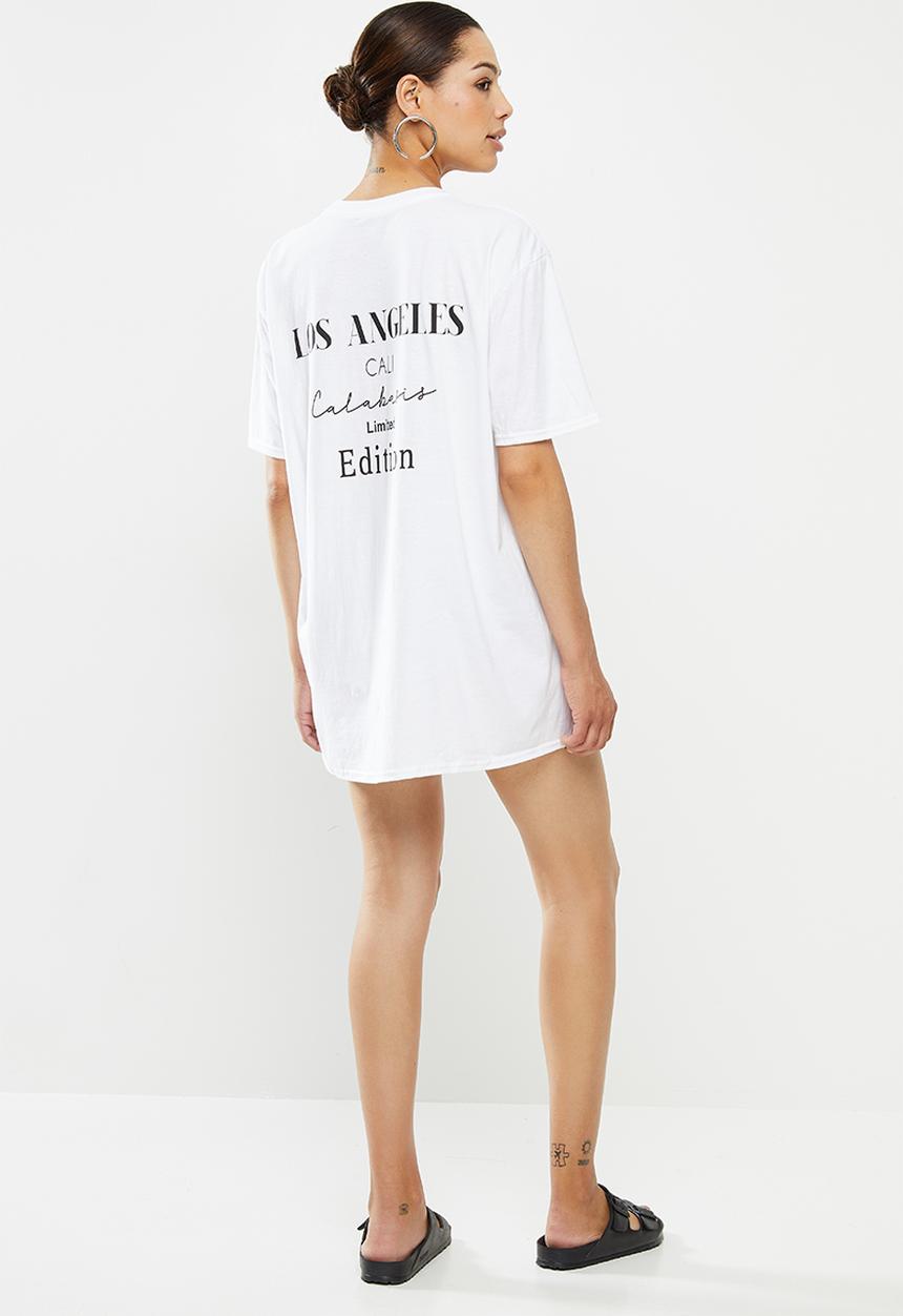 Missguided - Oversized tshirt dress short sleeve LA -white