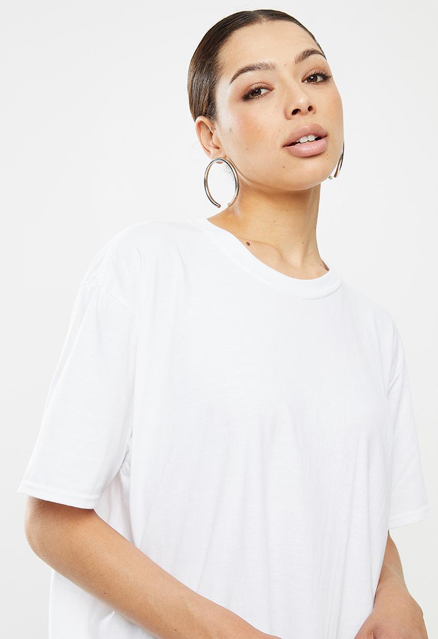 Missguided - Oversized tshirt dress short sleeve LA -white