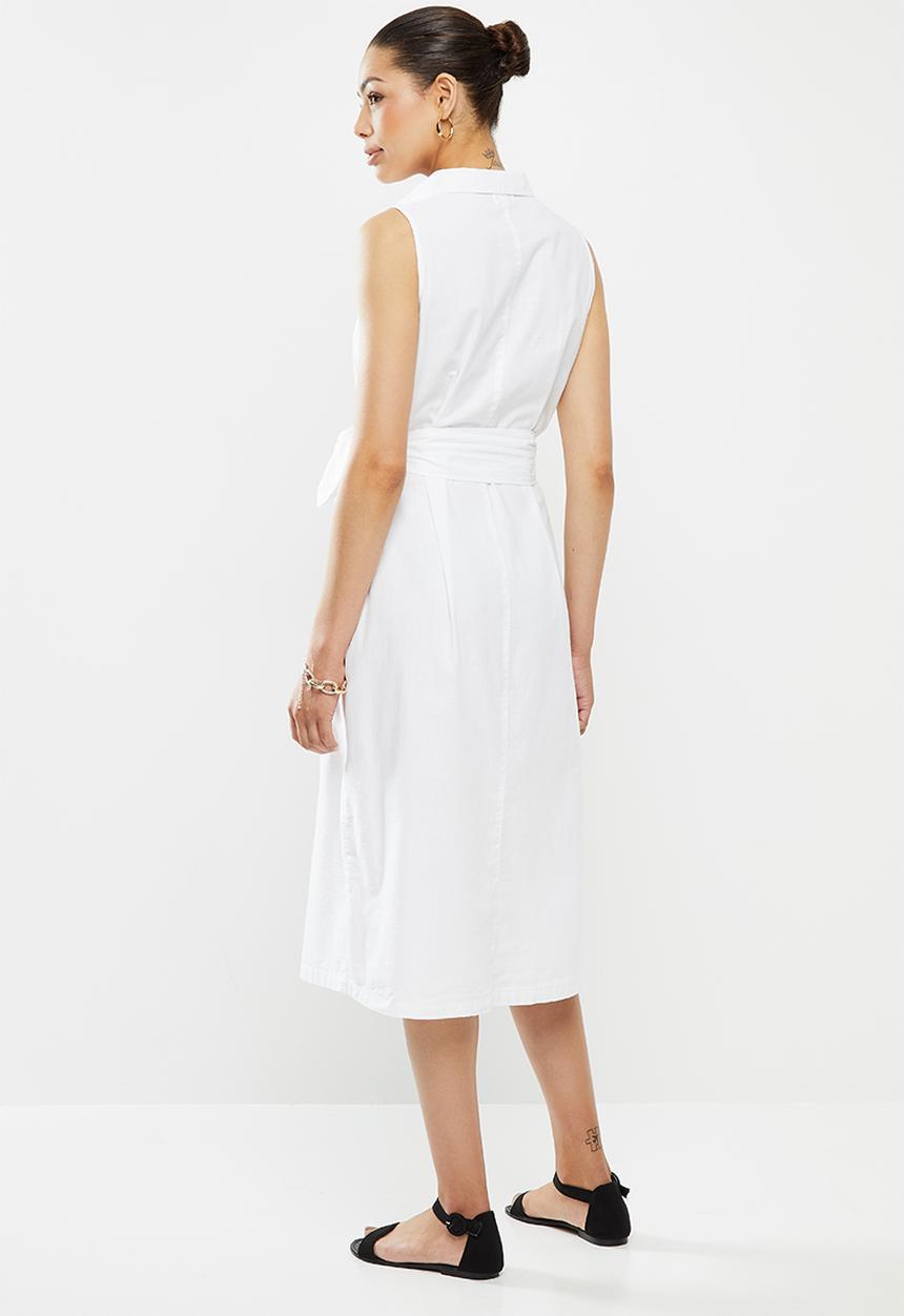 edit - Belted cotton shirt dress - milk